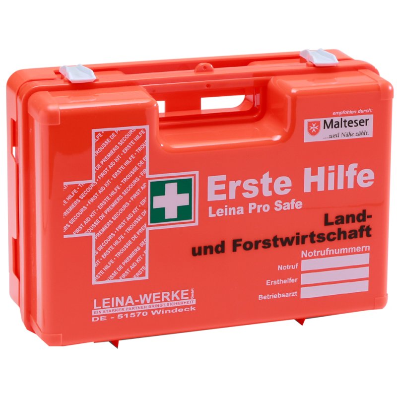 LEINA-WERKE Coffre de premiers secours Pro Safe Land, orange fluorescent, DIN 13157, agriculture/sylviculture